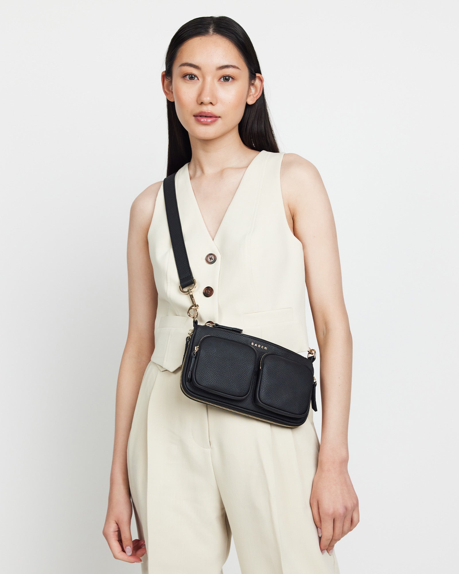 Nina Crossbody bag in black leather