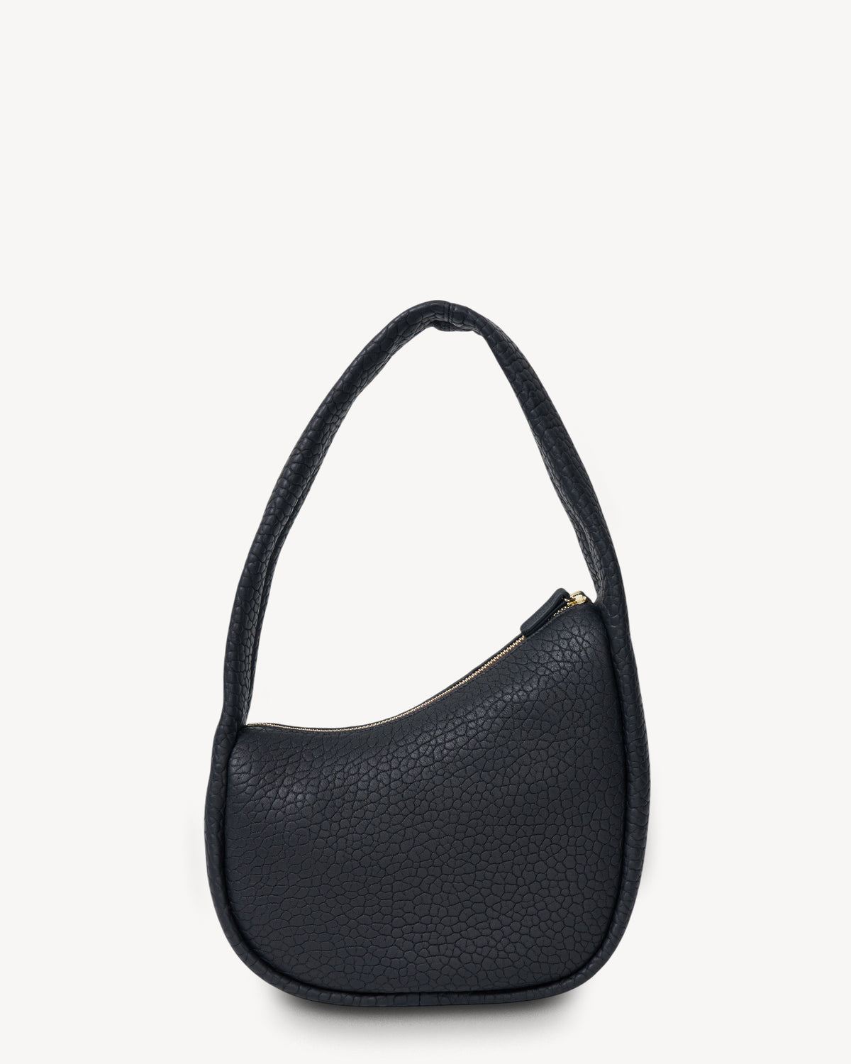 Black handbag on a white background